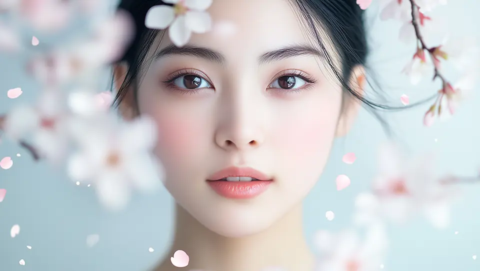 花に囲まれた美しい女性の顔