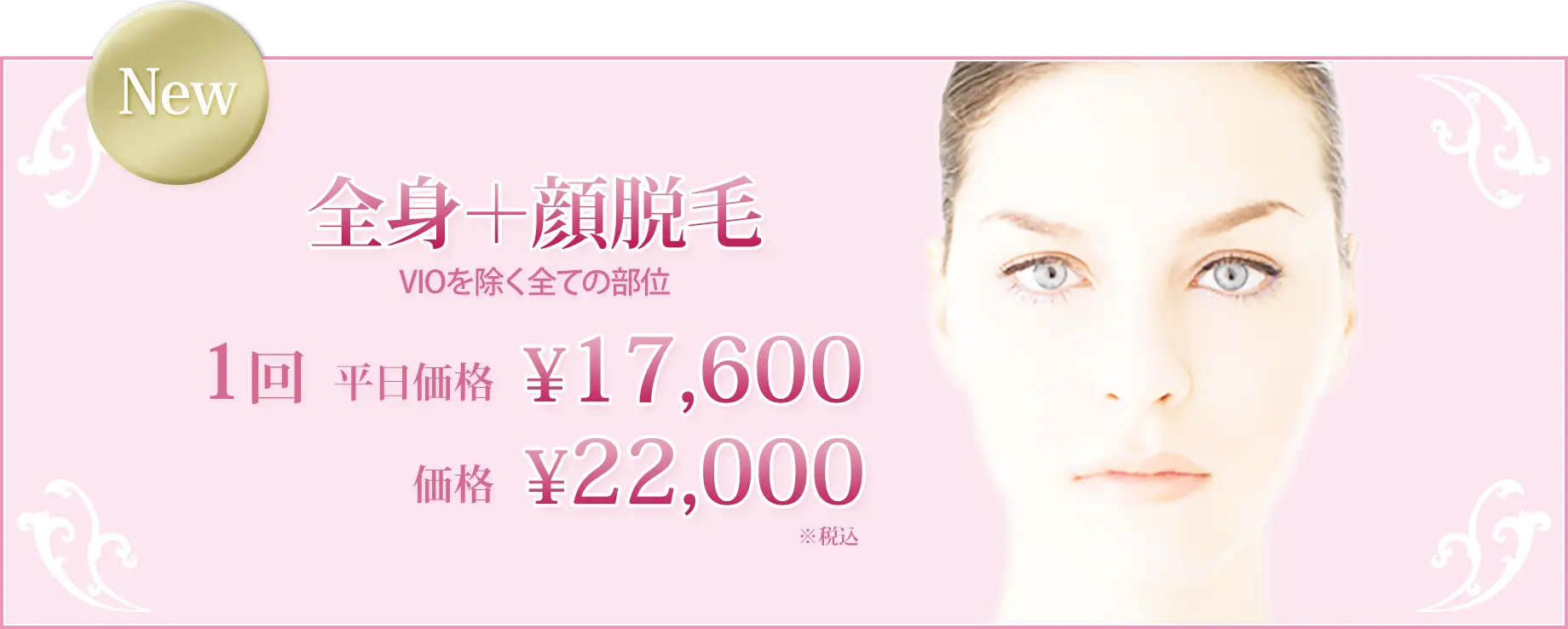 全身+顔脱毛 VIOを除く全ての部位