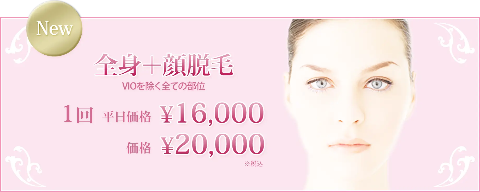 全身+顔脱毛 VIOを除く全ての部位